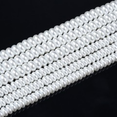 White Shell Pearl Smooth Rondelles, Approx 2x3-4x8mm, 38cm/strand
