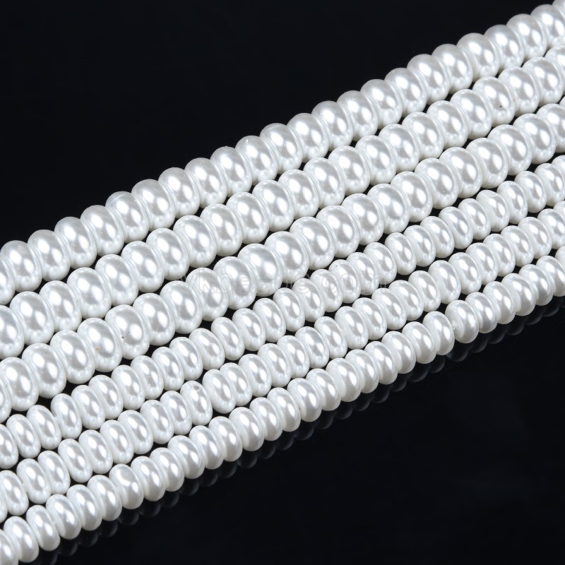 White Shell Pearl Smooth Rondelles, Approx 2x3-4x8mm, 38cm/strand