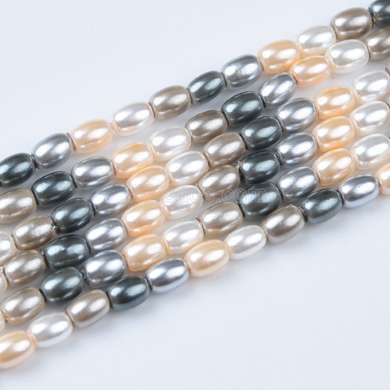 Mixed Color Shell Pearl Smooth Drums/Barrels, Approx 2x3-3x4mm, 38cm/strand