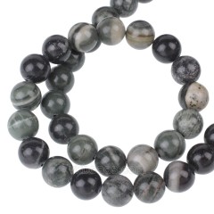 Green Wood Grain Jasper Smooth Rounds, Approx 6-10mm, 38cm/strand