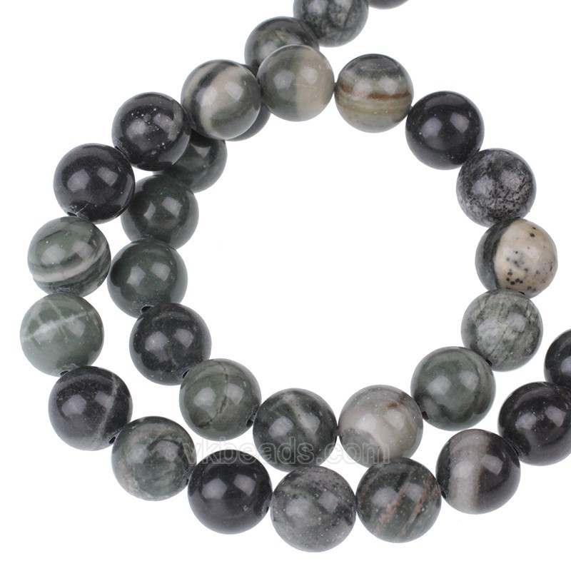 Green Wood Grain Jasper Smooth Rounds, Approx 6-10mm, 38cm/strand