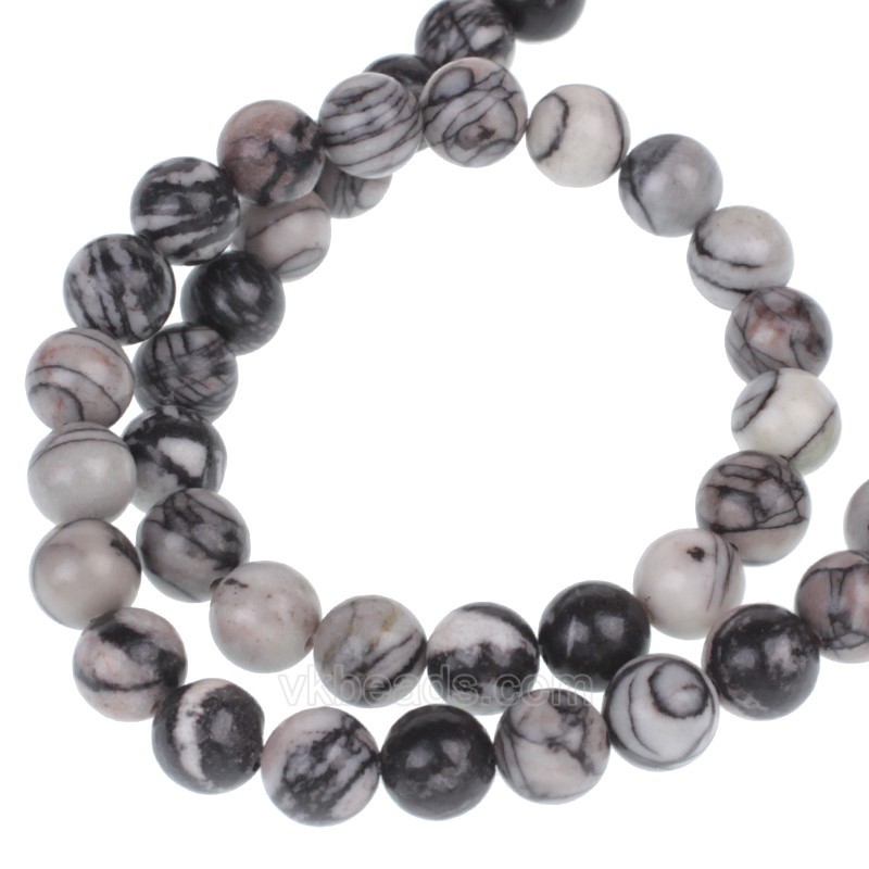 Black Veined Jasper Smooth Rounds, Approx  4-14mm, 38cm/strand