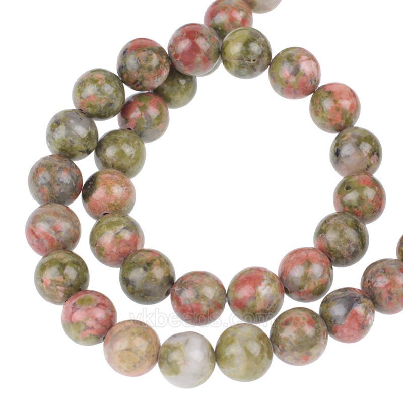 Unakite Smooth Rounds, Approx 4-12mm, 38cm/strand
