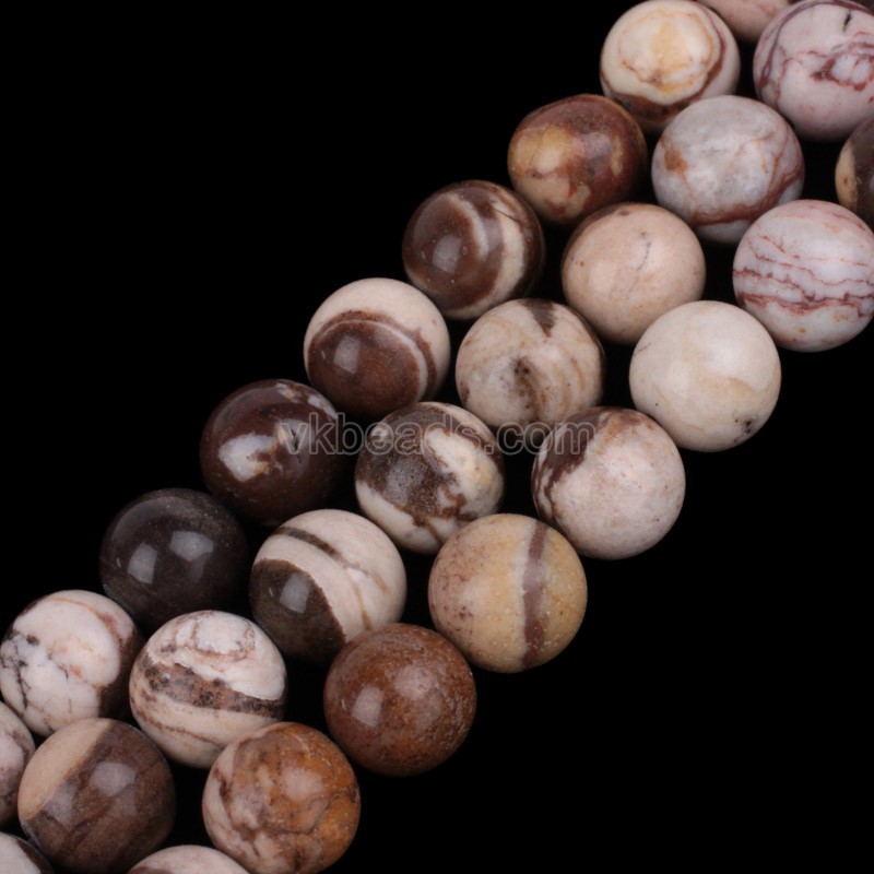 Australian Zebra Stone Smooth Rounds, Approx 4-12mm, 38cm/strand