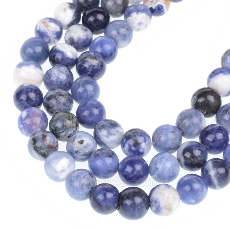 B Grade Sodalite Smooth Rounds, Approx  4-12mm, 38cm/strand