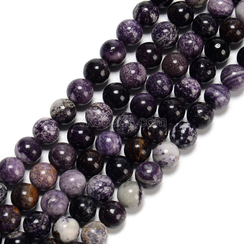 Lepidolite/Purple Mica Stone Smooth Rounds, Approx 6-10mm, 38cm/strand