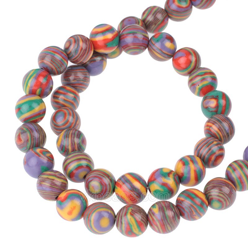 Rainbow Color( More Purple) Synthetic Malachite Smooth Rounds, Approx 4-12mm, 38cm/strand