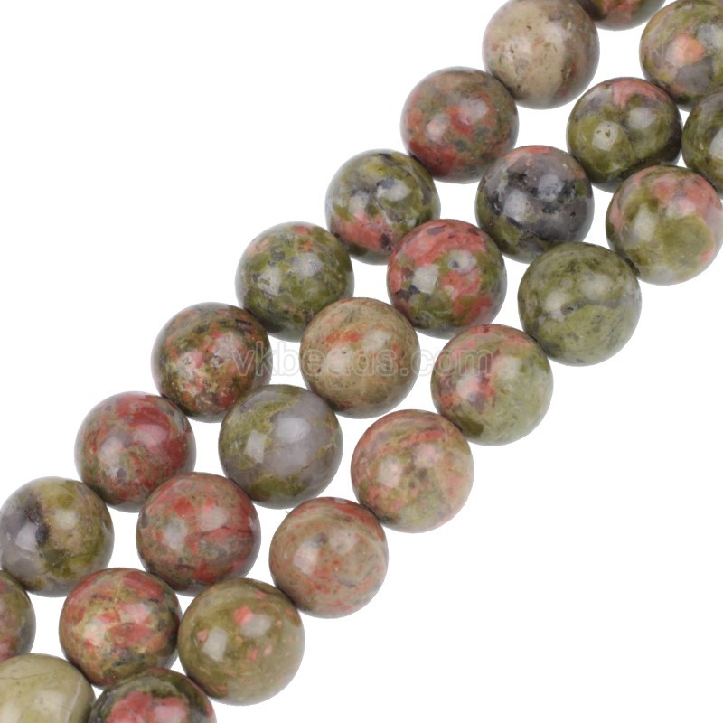 Unakite Smooth Rounds, Approx 4-12mm, 38cm/strand