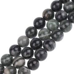 Green Wood Grain Jasper Smooth Rounds, Approx 6-10mm, 38cm/strand