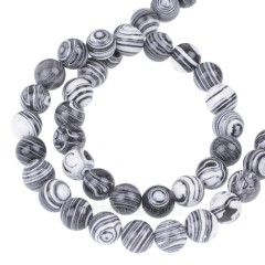 Black&White Synthetic Malachite Smooth Rounds, Approx 4-12mm, 38cm/strand