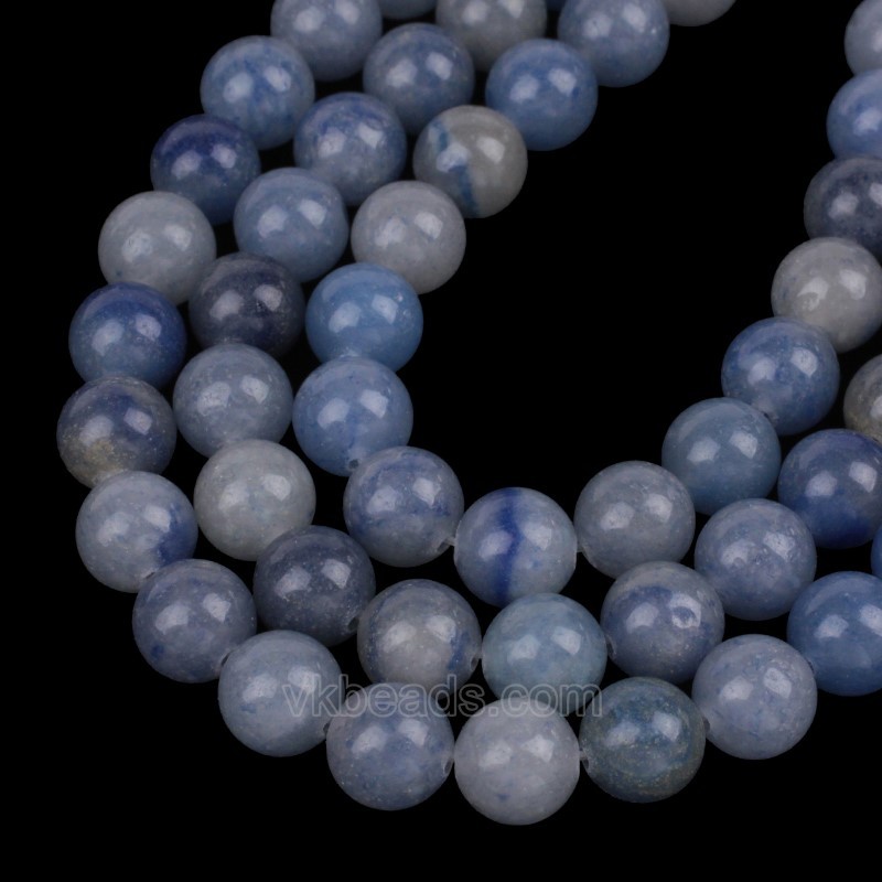 Blue Aventurine Smooth Rounds, Approx 4-12mm, 38cm/strand
