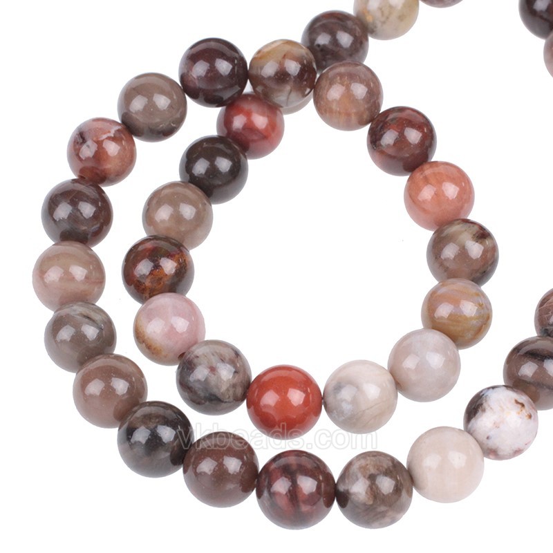 Petrified Wood Jasper Smooth Rounds, Approx  4-12mm, 38cm/strand