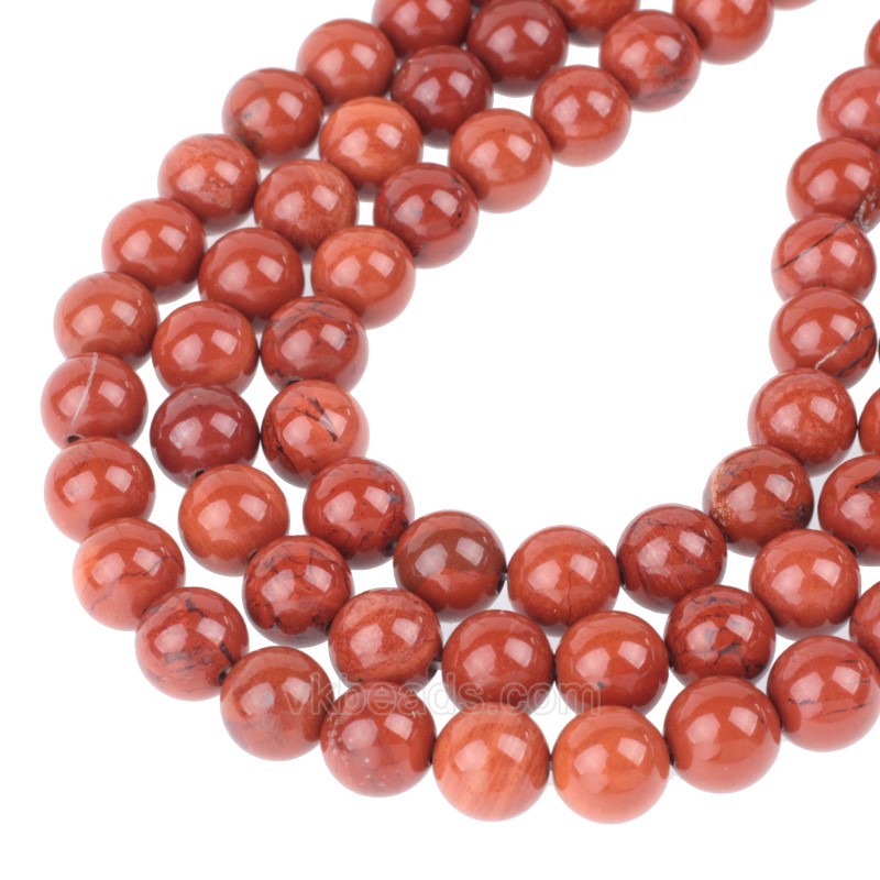 B Grade Red Jasper Smooth Rounds, Approx 4-10mm, 38cm/strand