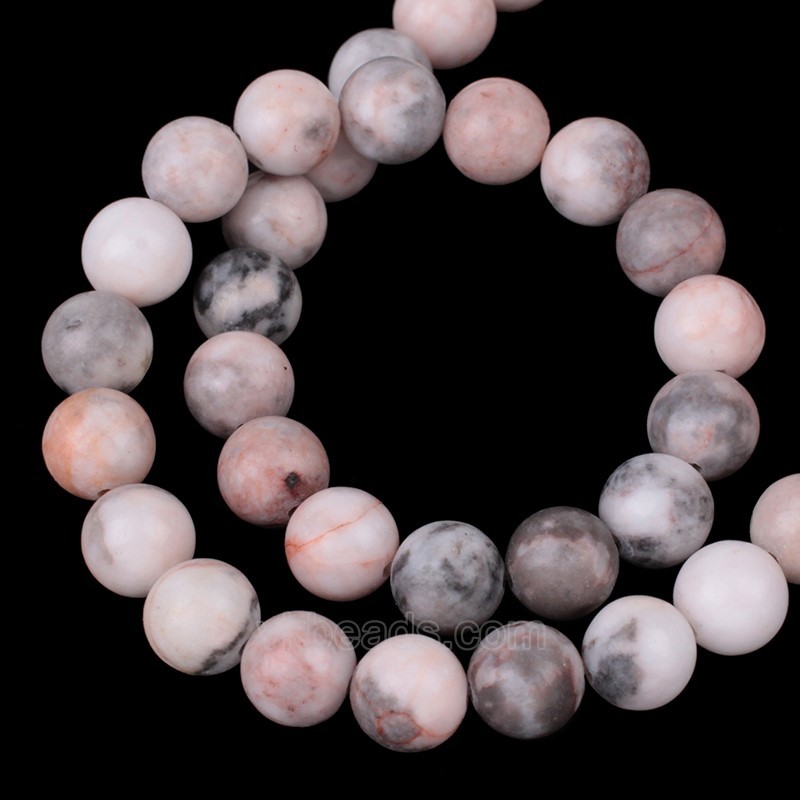Pink Zebra Jasper Smooth Rounds, Approx 4-12mm, 38cm/strand