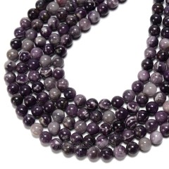 Lepidolite/Purple Mica Stone Smooth Rounds, Approx 6-10mm, 38cm/strand