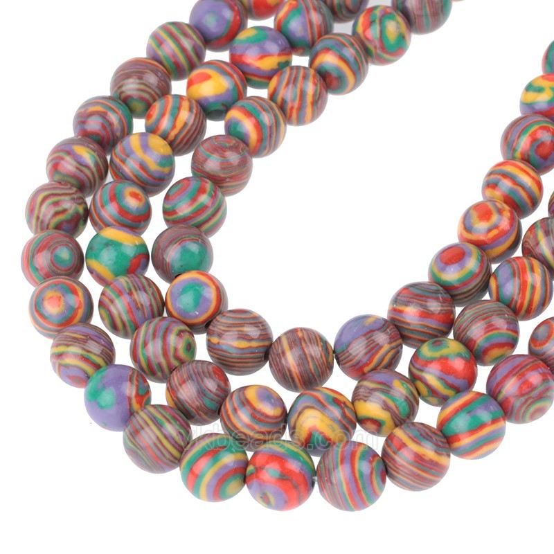 Rainbow Color( More Purple) Synthetic Malachite Smooth Rounds, Approx 4-12mm, 38cm/strand