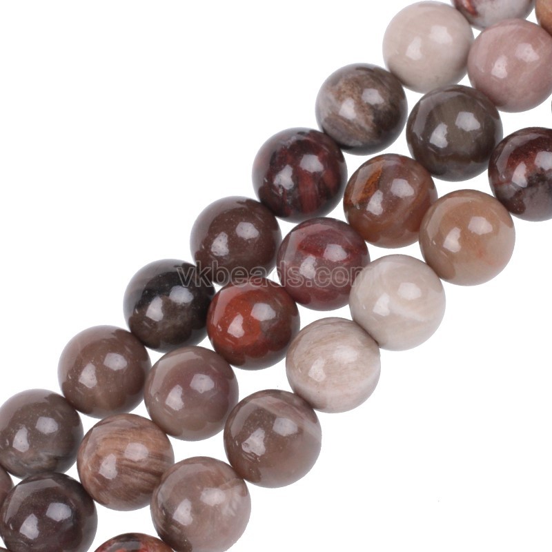 Petrified Wood Jasper Smooth Rounds, Approx  4-12mm, 38cm/strand