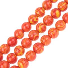 Orange Synthetic Malachite Smooth Rounds, Approx 4-12mm, 38cm/strand