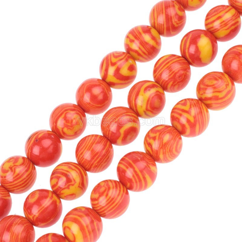 Orange Synthetic Malachite Smooth Rounds, Approx 4-12mm, 38cm/strand