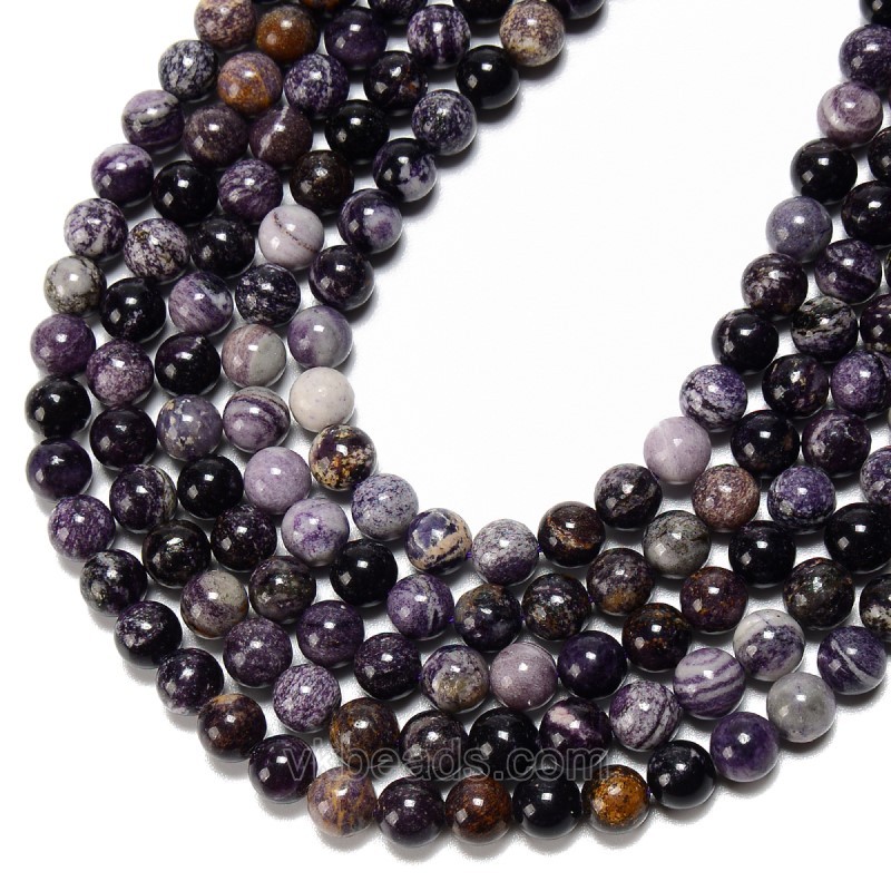 Lepidolite/Purple Mica Stone Smooth Rounds, Approx 6-10mm, 38cm/strand