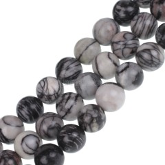 Black Veined Jasper Smooth Rounds, Approx  4-14mm, 38cm/strand