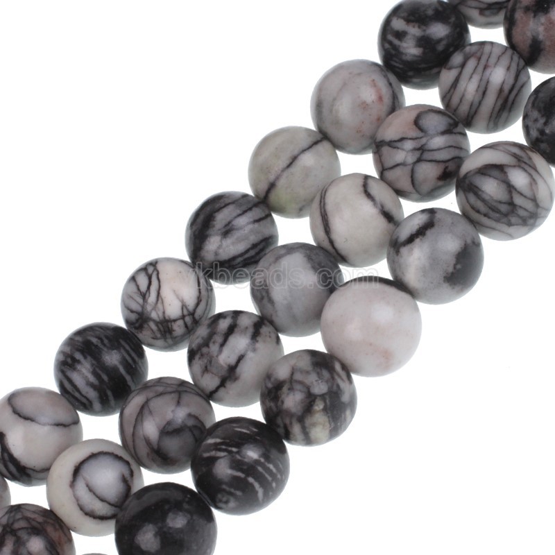 Black Veined Jasper Smooth Rounds, Approx  4-14mm, 38cm/strand