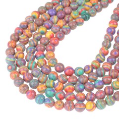 Rainbow Color( More Green) Synthetic Malachite Smooth Rounds, Approx 4-12mm, 38cm/strand