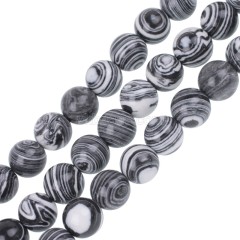 Black&White Synthetic Malachite Smooth Rounds, Approx 4-12mm, 38cm/strand