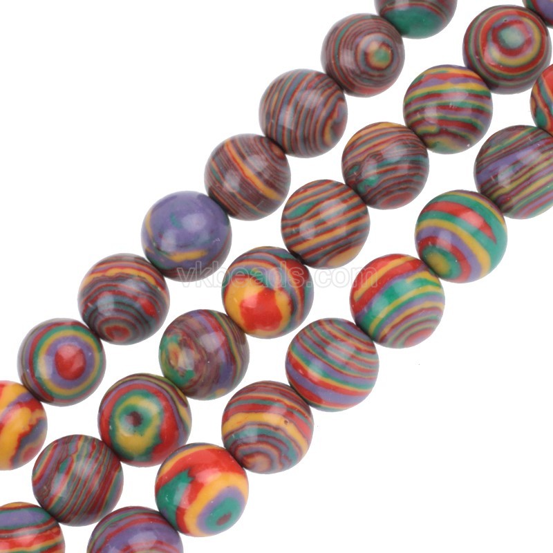 Rainbow Color( More Purple) Synthetic Malachite Smooth Rounds, Approx 4-12mm, 38cm/strand