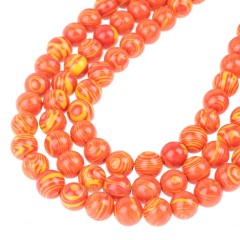 Orange Synthetic Malachite Smooth Rounds, Approx 4-12mm, 38cm/strand
