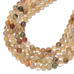Multicolor Rutilated Quartz Smooth Rounds, Approx 4-8mm, 38cm/strand