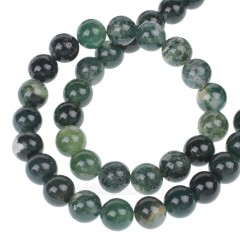 Moss Agate Smooth Rounds, Approx  4-12mm, 38cm/strand