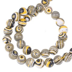 White&Yellow&Black Synthetic Malachite Smooth Rounds, Approx 4-12mm, 38cm/strand