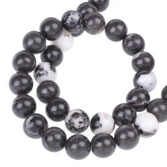 Black White Zebra Jasper Smooth Rounds, Approx 4-14mm, 38cm/strand