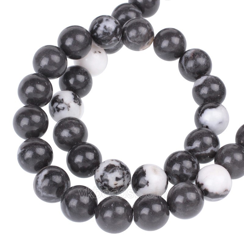Black White Zebra Jasper Smooth Rounds, Approx 4-14mm, 38cm/strand
