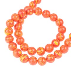Orange Synthetic Malachite Smooth Rounds, Approx 4-12mm, 38cm/strand