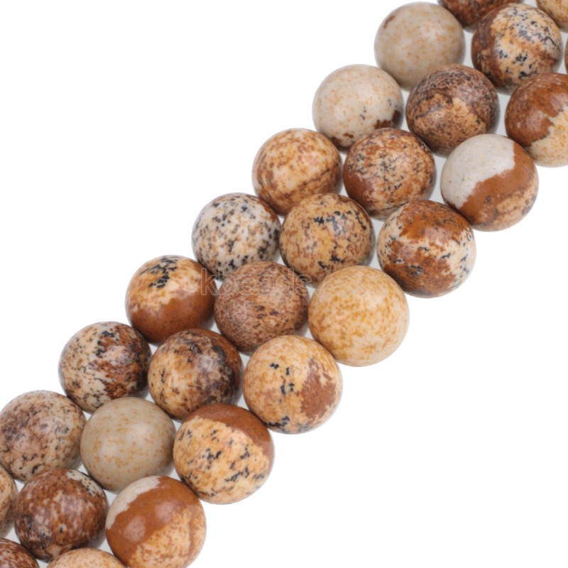 Picture Jasper Smooth Rounds, Approx 4-12mm, 38cm/strand