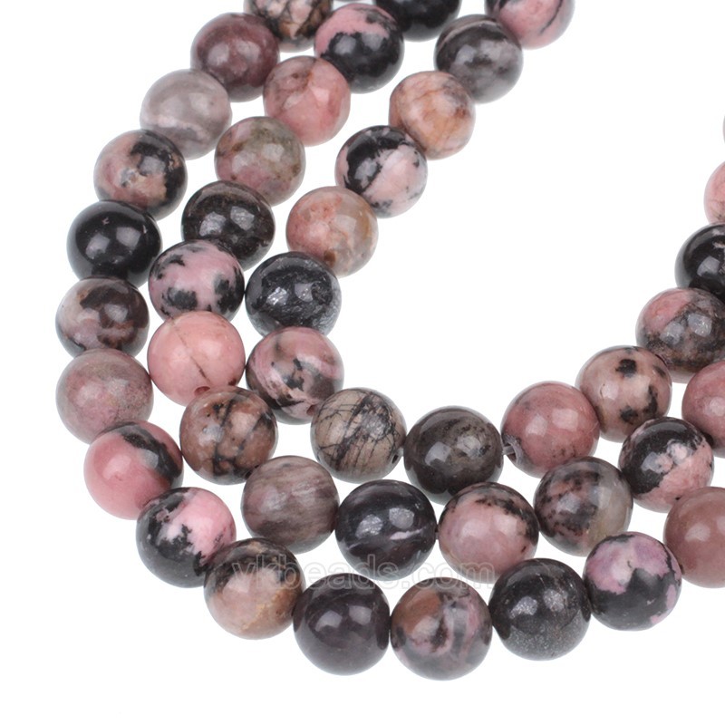 Rhodonite Smooth Rounds, Approx  4-12mm, 38cm/strand