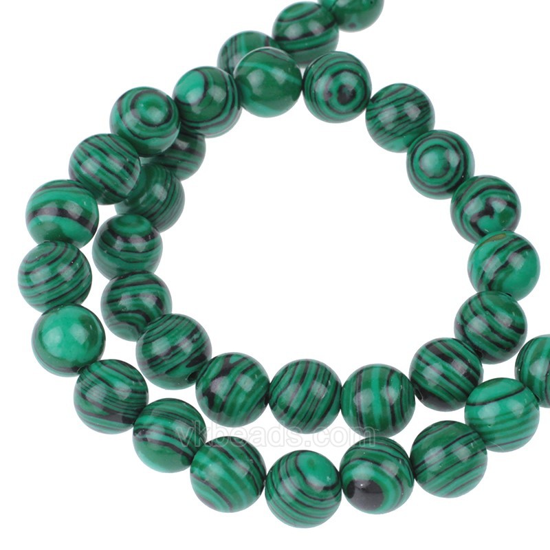 Green Synthetic Malachite Smooth Rounds, Approx 4-12mm, 38cm/strand