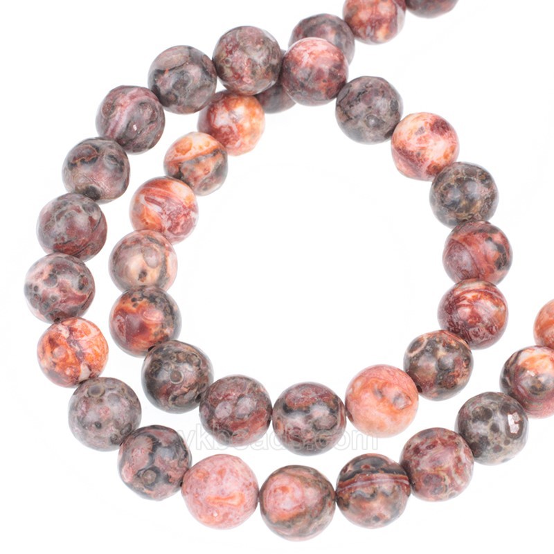 Pink Leopard Skin Stone Smooth Rounds, Approx  4-12mm, 38cm/strand