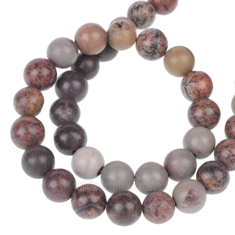 Grass Pattern Stone Smooth Rounds, Approx  4-12mm, 38cm/strand