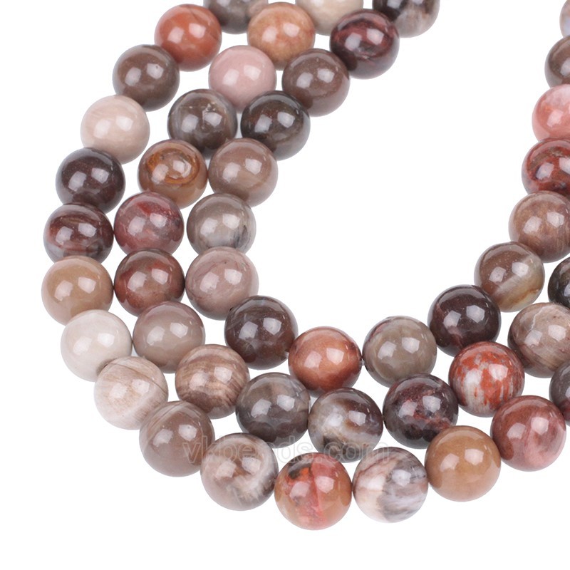Petrified Wood Jasper Smooth Rounds, Approx  4-12mm, 38cm/strand