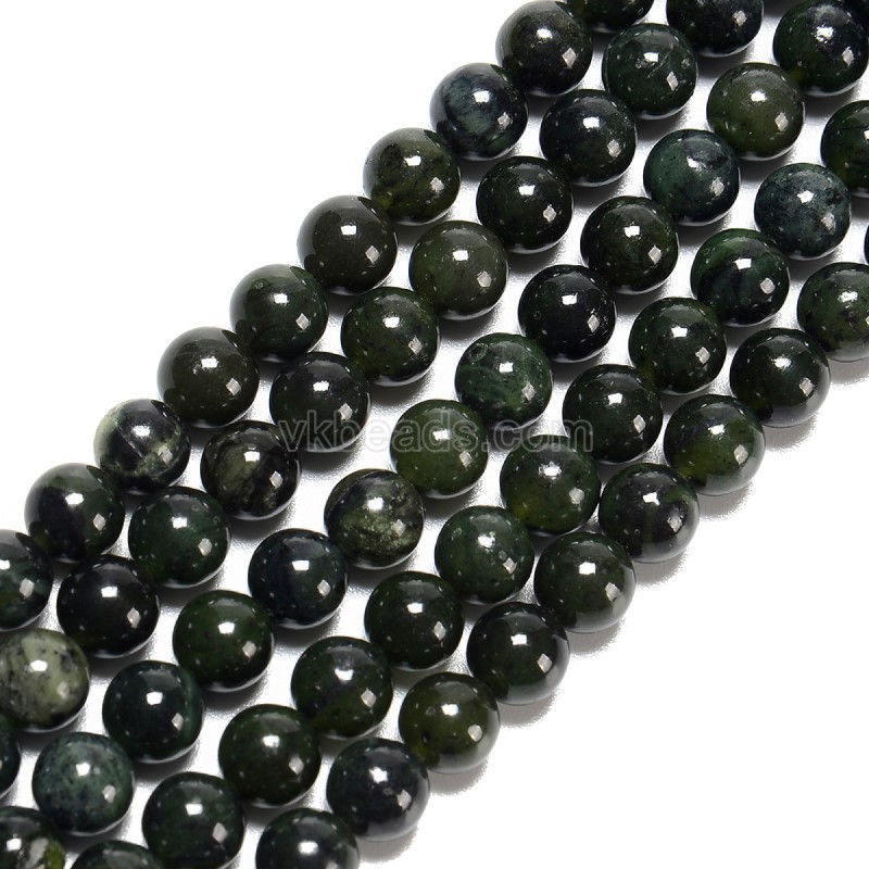 Dark Green Canada Jade Smooth Rounds, Approx 6-10mm, 38cm/strand