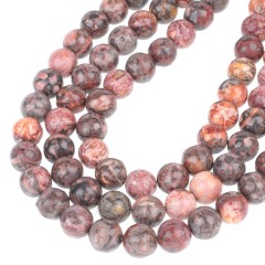 Pink Leopard Skin Stone Smooth Rounds, Approx  4-12mm, 38cm/strand