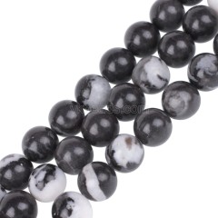 Black White Zebra Jasper Smooth Rounds, Approx 4-14mm, 38cm/strand