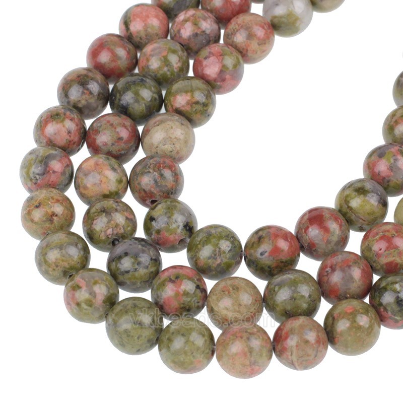 Unakite Smooth Rounds, Approx 4-12mm, 38cm/strand