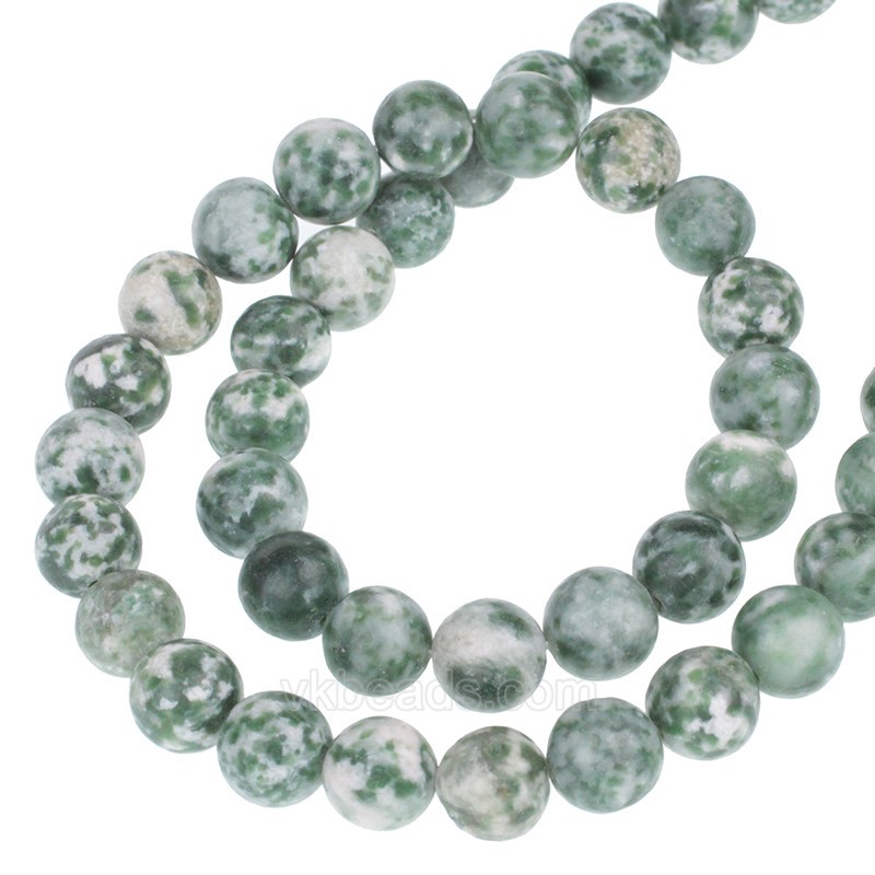 Green Spot Jasper Smooth Rounds, Approx  4-12mm, 38cm/strand