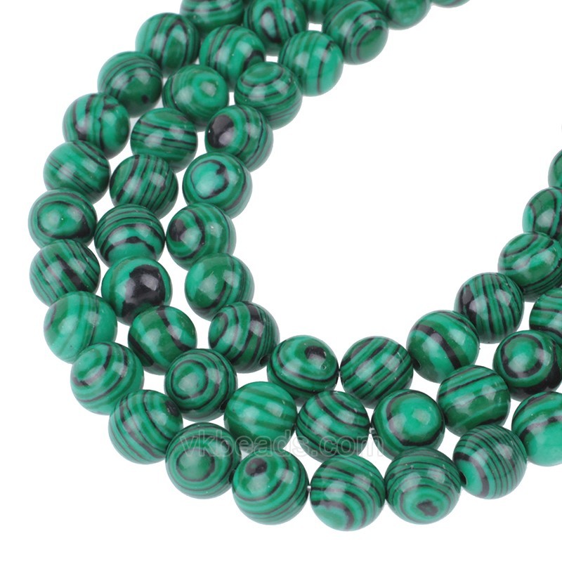 Green Synthetic Malachite Smooth Rounds, Approx 4-12mm, 38cm/strand