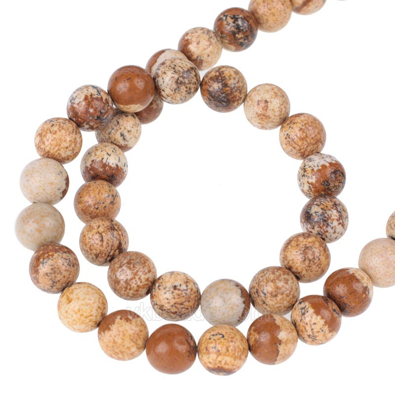 Picture Jasper Smooth Rounds, Approx 4-12mm, 38cm/strand