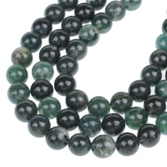 Moss Agate Smooth Rounds, Approx  4-12mm, 38cm/strand